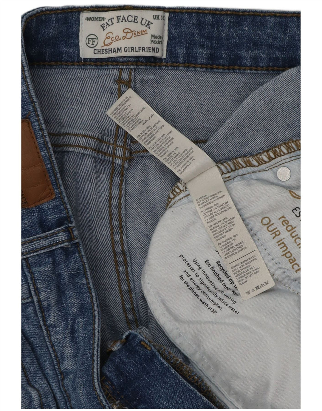 FAT FACE Ženske Chesham Girlfriend Straight Jeans UK 16 Large W36 L28 Plava