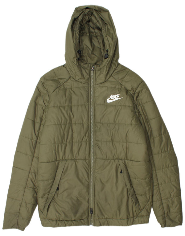 Nike muška podstavljena jakna s kapuljačom UK 38 srednji kaki poliester
