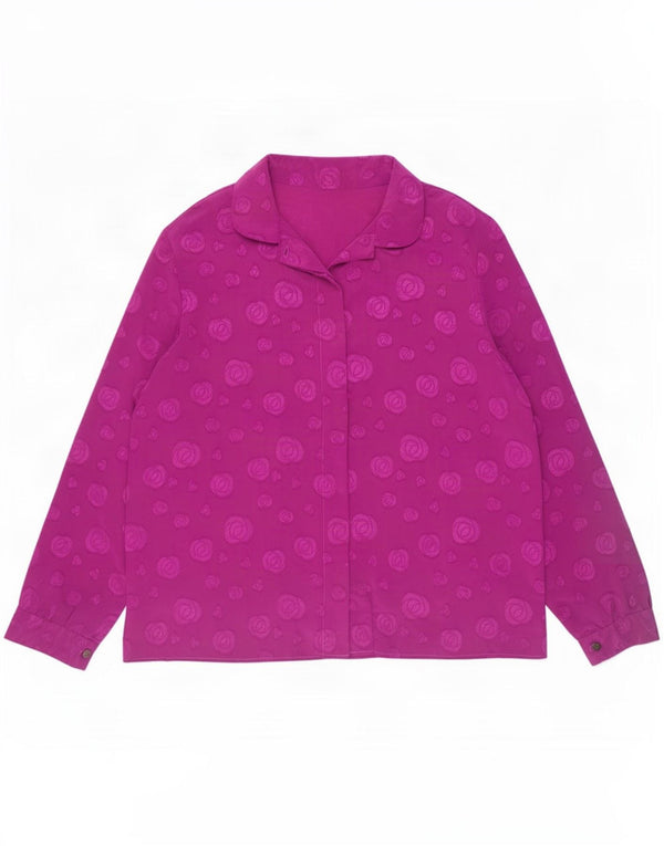 Vintage ženska košulja bluza UK 18 XL ljubičasta cvjetna
