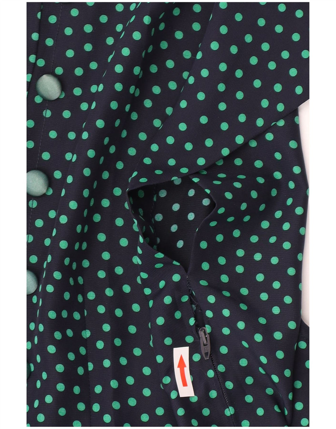 Vintage ženska haljina A-kroja UK 10 Mala tamnoplava točkasta