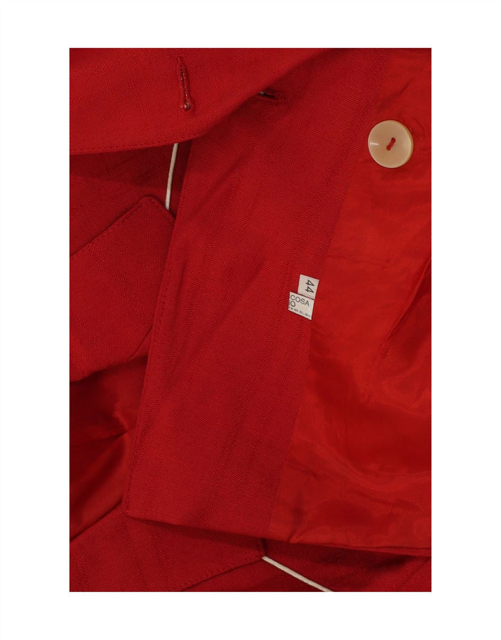 VINTAGE Womens Double Breasted Blazer Jacket IT 44 Medium Red Viscose