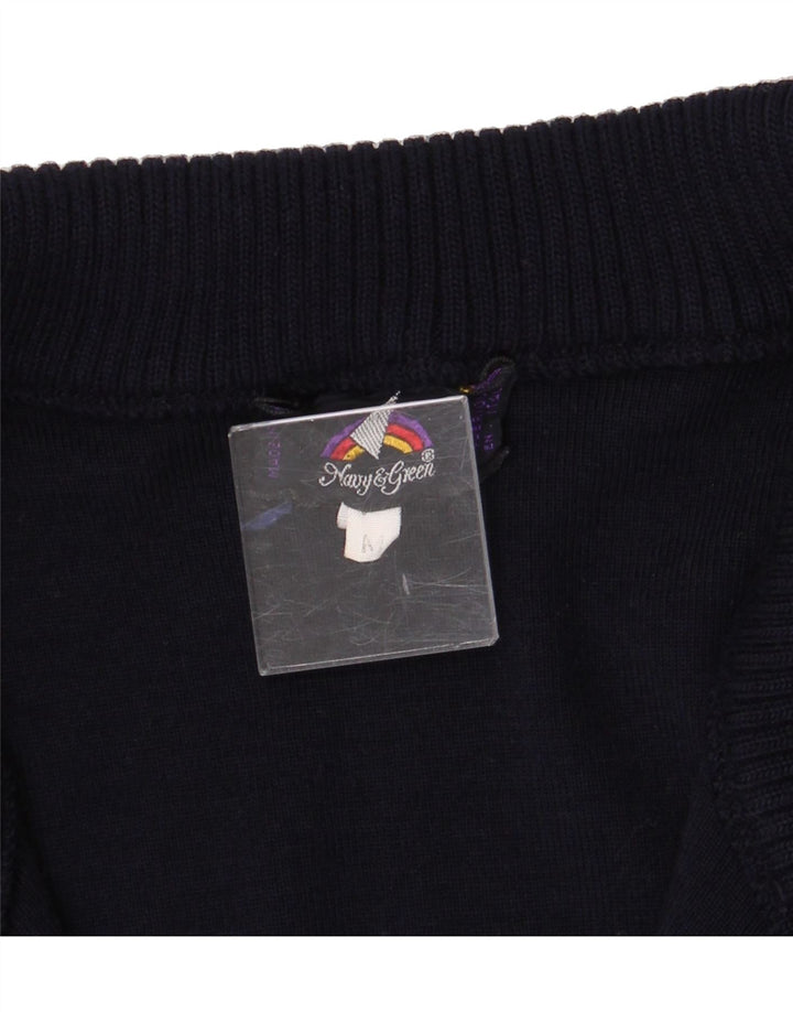 VINTAGE Mens Cardigan Sweater Medium Navy Blue Wool Vintage Vintage and Second-Hand Vintage from Messina Hembry 