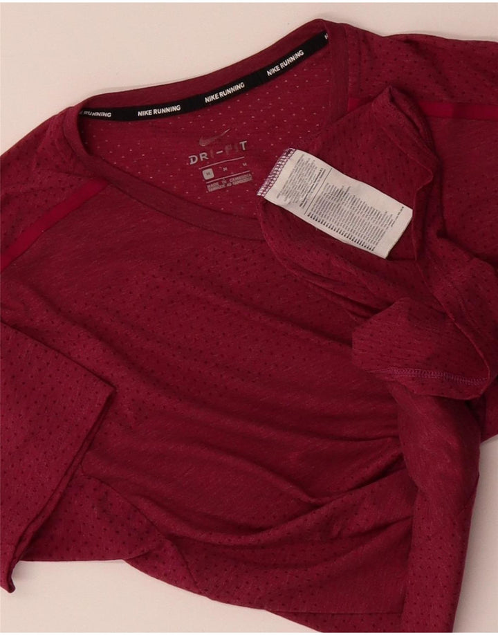 NIKE Mens Dri Fit T-Shirt Top Medium Burgundy Polyester
