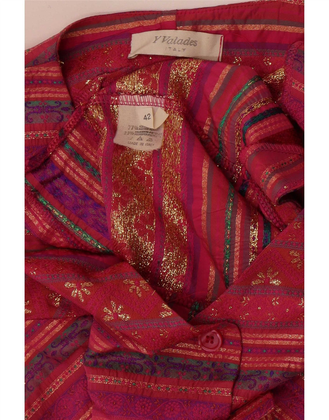 Vintage ženski prsluk IT 42 Srednje ružičasti prugasti acetat