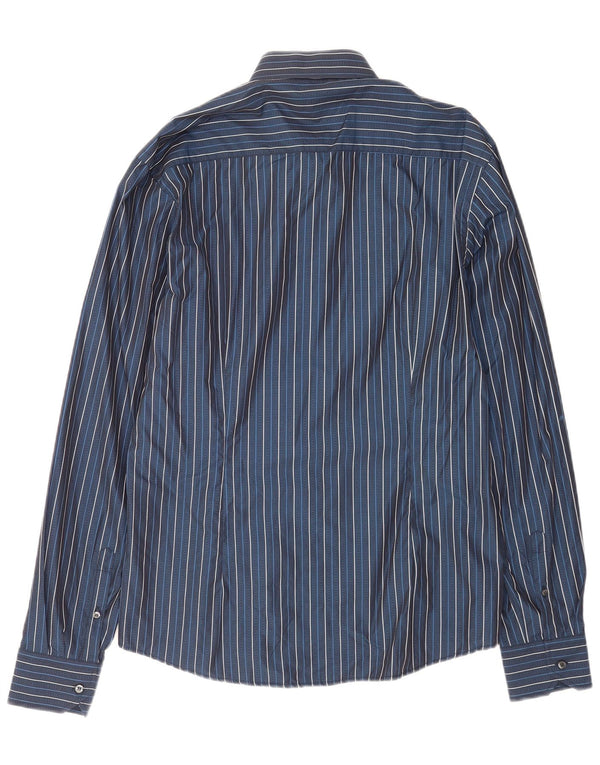 Valentino muška interfit košulja veličina 17 1/2 44 XL tamnoplava pamuk na pruge