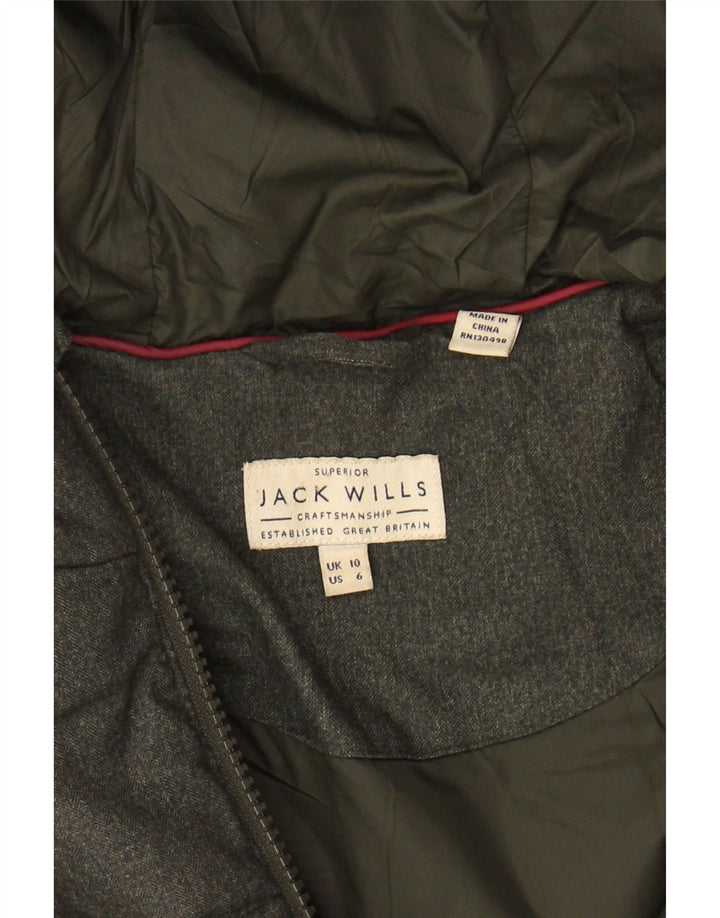 JACK WILLS Womens Hooded Padded Jacket UK 10 Small Green