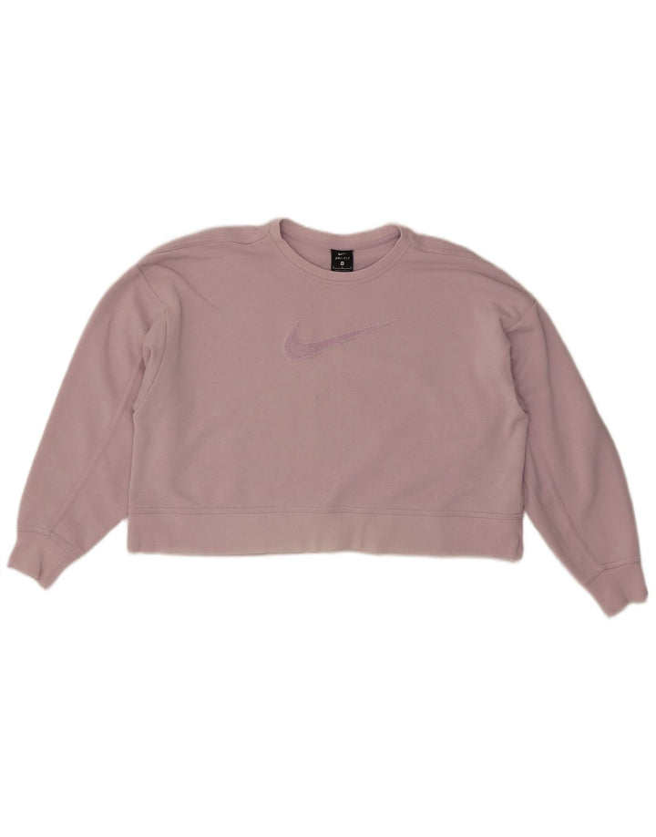 NIKE Womens Oversized Crop Graphic Sweatshirt Jumper UK 12 Medium Purple