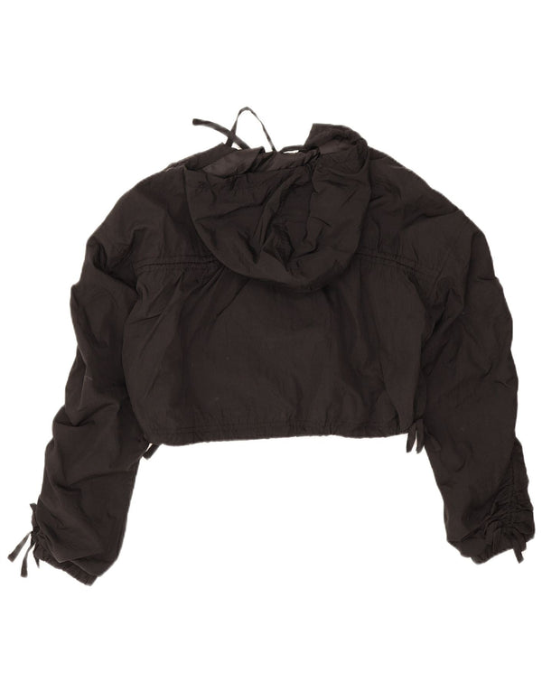 Topshop ženska prekomjerna bomber jakna s kapuljačom UK 10 Mala crna najlonska