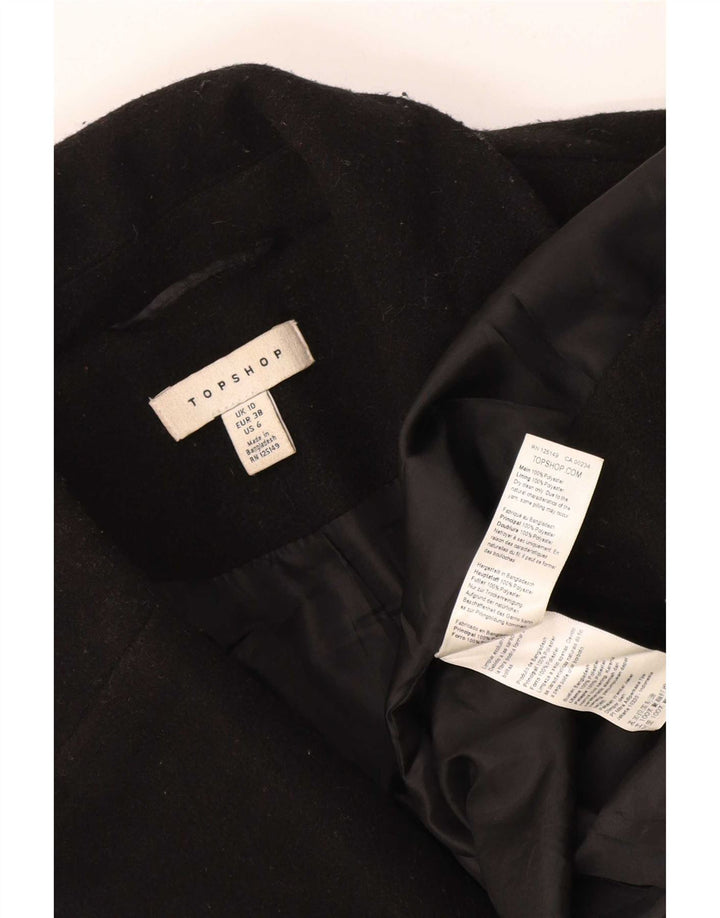 Topshop ženski kaput s dvostrukim kopčanjem UK 10 Mali crni poliester