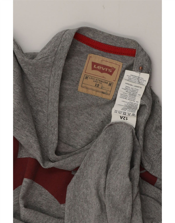 LEVI'S Girls Graphic T-Shirt Top 11-12 Years Grey Polyester