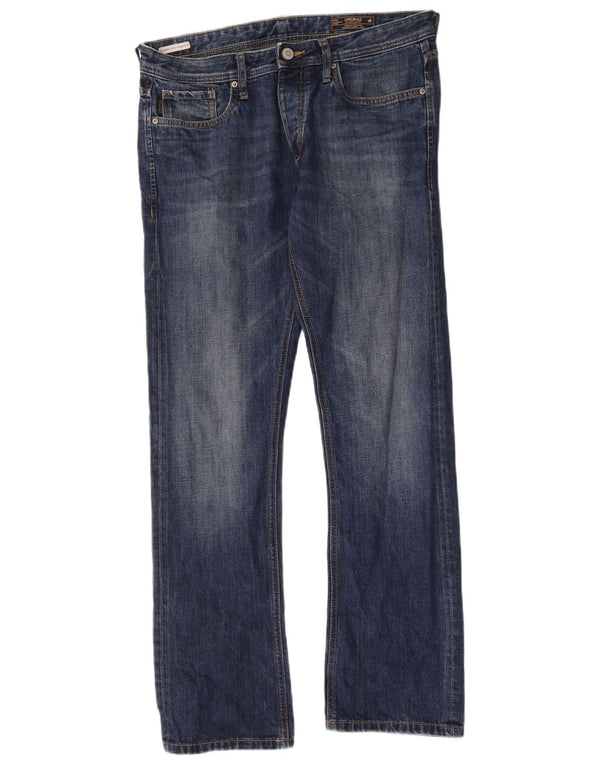 Jack & Jones Mens Clark Regular Fit Straight Jeans W34 L34 Plavi pamuk