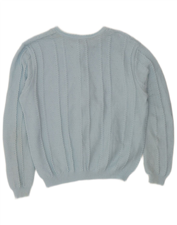 Vintage ženski kratki kardigan džemper IT 52/54 2XL plavi akril