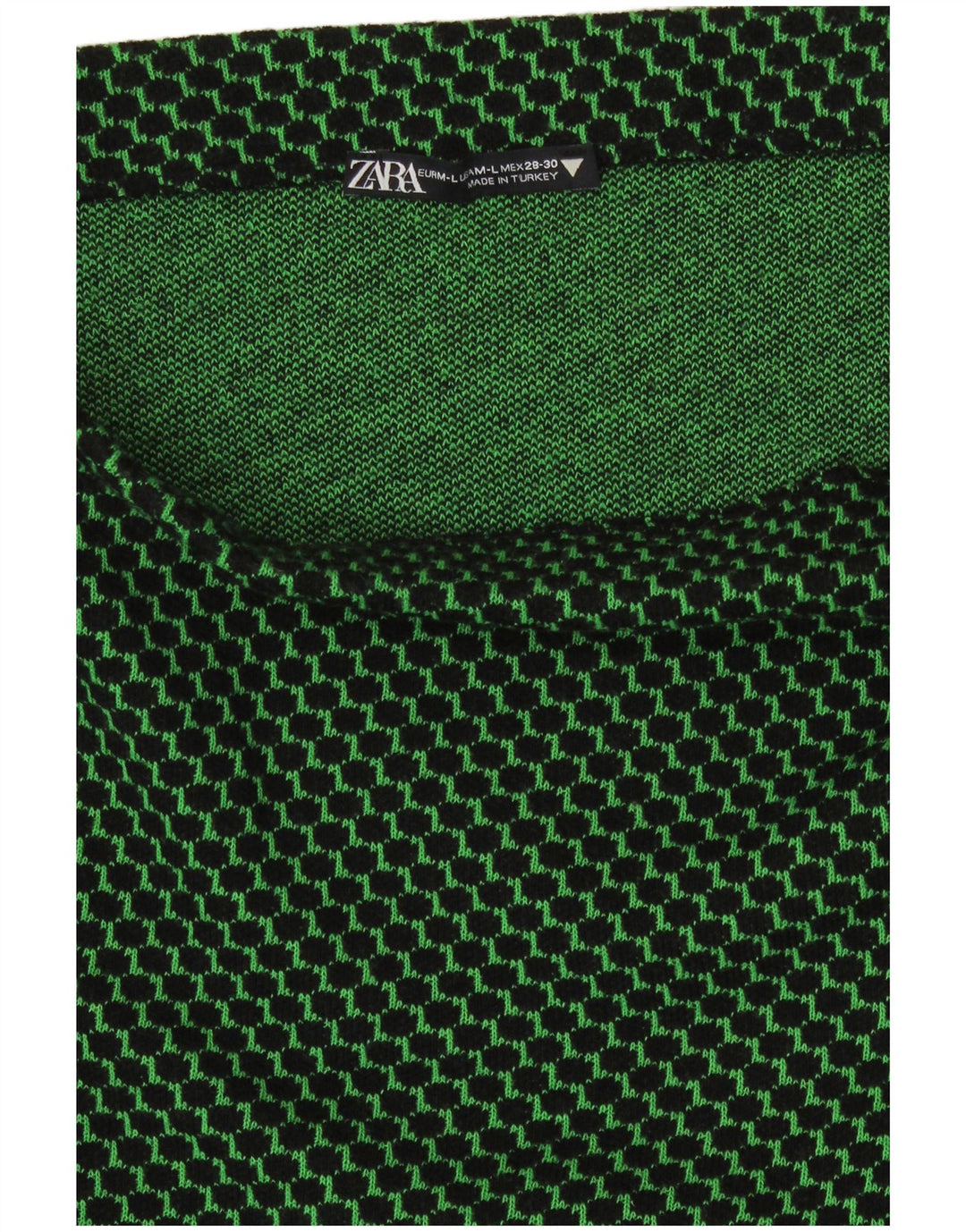 Zara Womens Knit Mini Skirt Large W30 Green Geometric