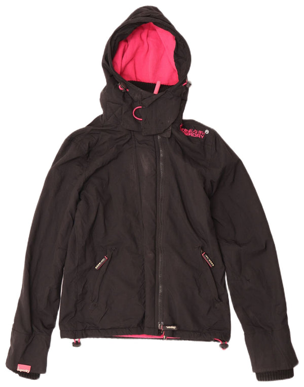 Superdry ženska jakna vjetrovka s kapuljačom UK 6 XS crni najlon