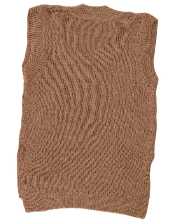 Zara ženski preveliki prsluk bez rukava UK 10 Small Brown Acrylic