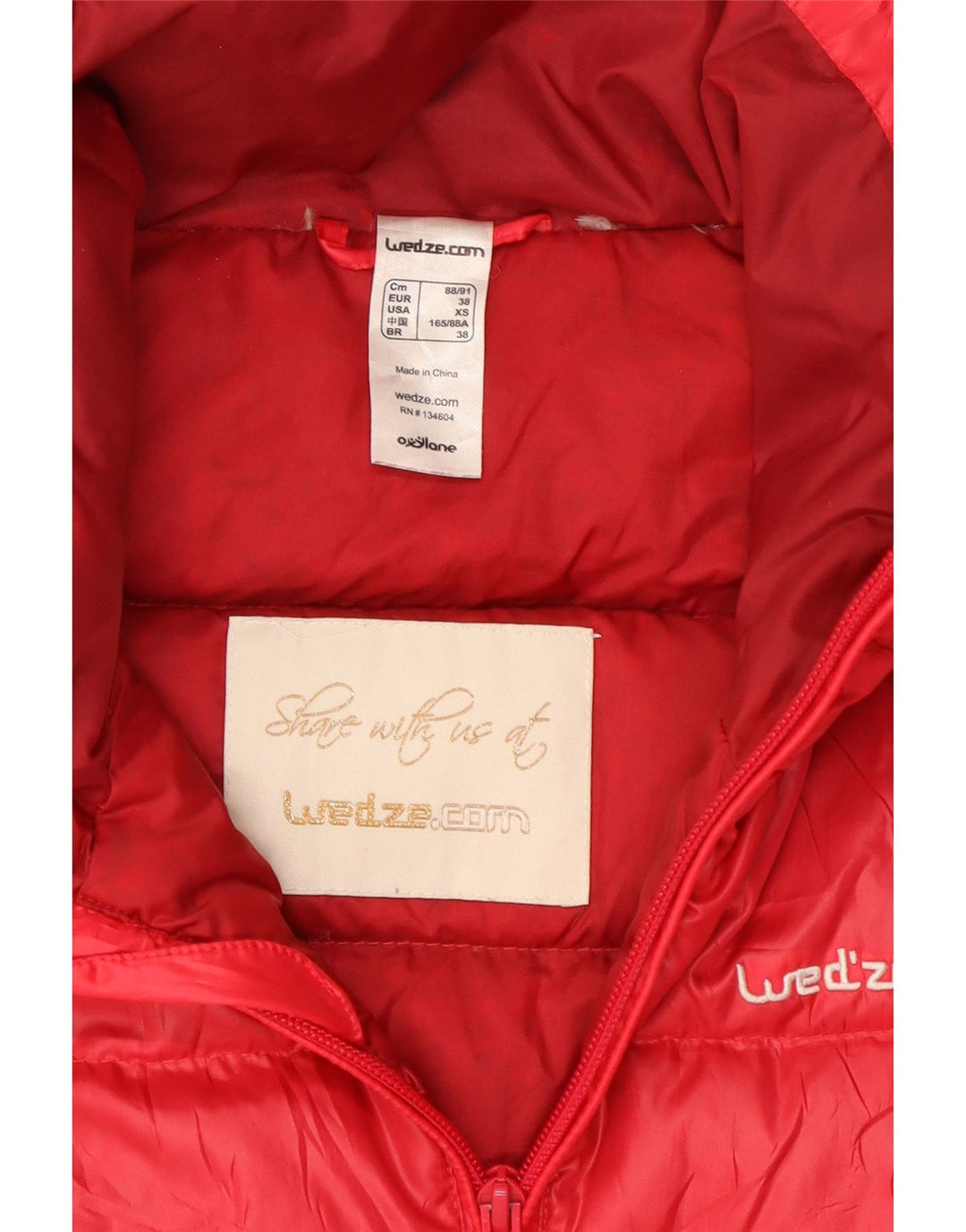 Wedze muška podstavljena jakna UK 34 XS poliester crvene boje