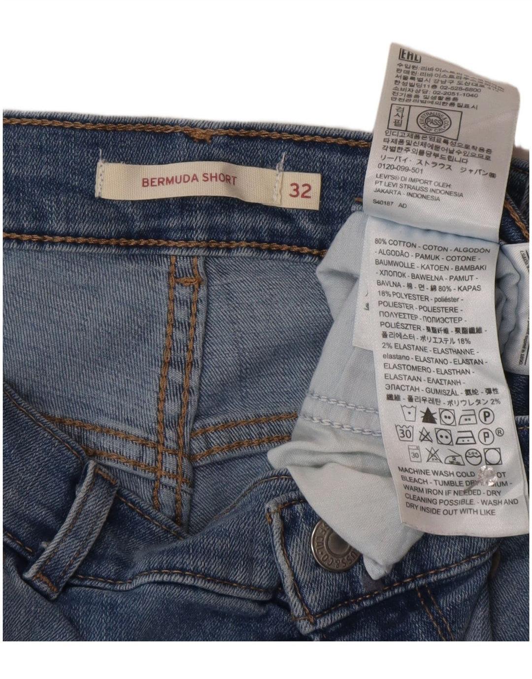 LEVI'S Ženske bermuda traper kratke hlače W32 Veliki plavi pamuk