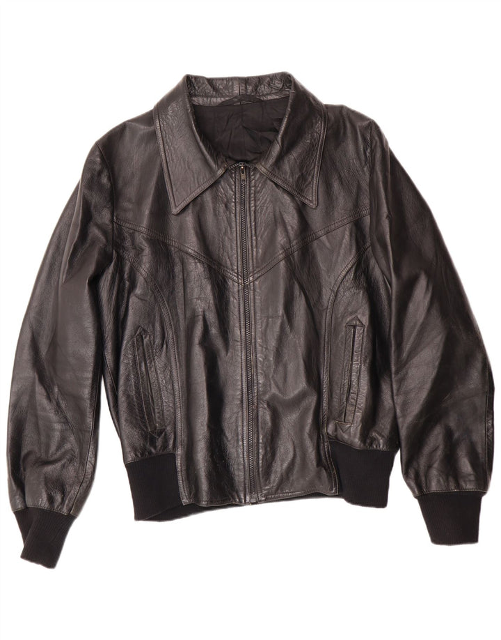 Vintage muška kožna jakna UK 38 srednje crna klasična