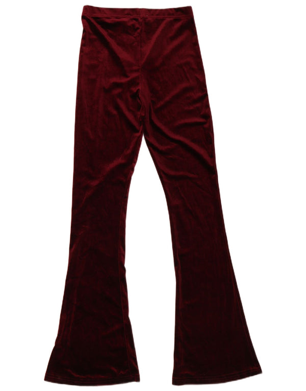 Topshop ženske ležerne hlače s raskošnim baršunom UK 8 male W27 L33 bordo