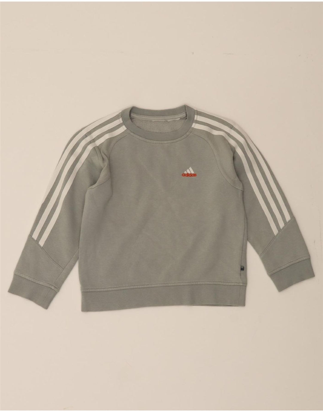 ADIDAS Boys Sweatshirt Jumper 7-8 Years Grey Cotton Vintage Adidas and Second-Hand Adidas from Messina Hembry 