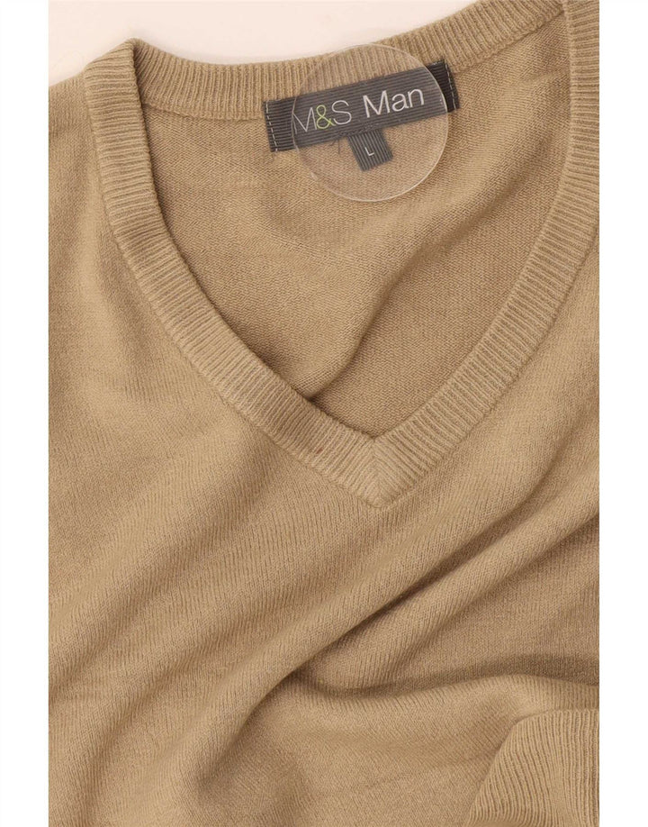 Veliki bež muški džemper s V-izrezom Marks & Spencer