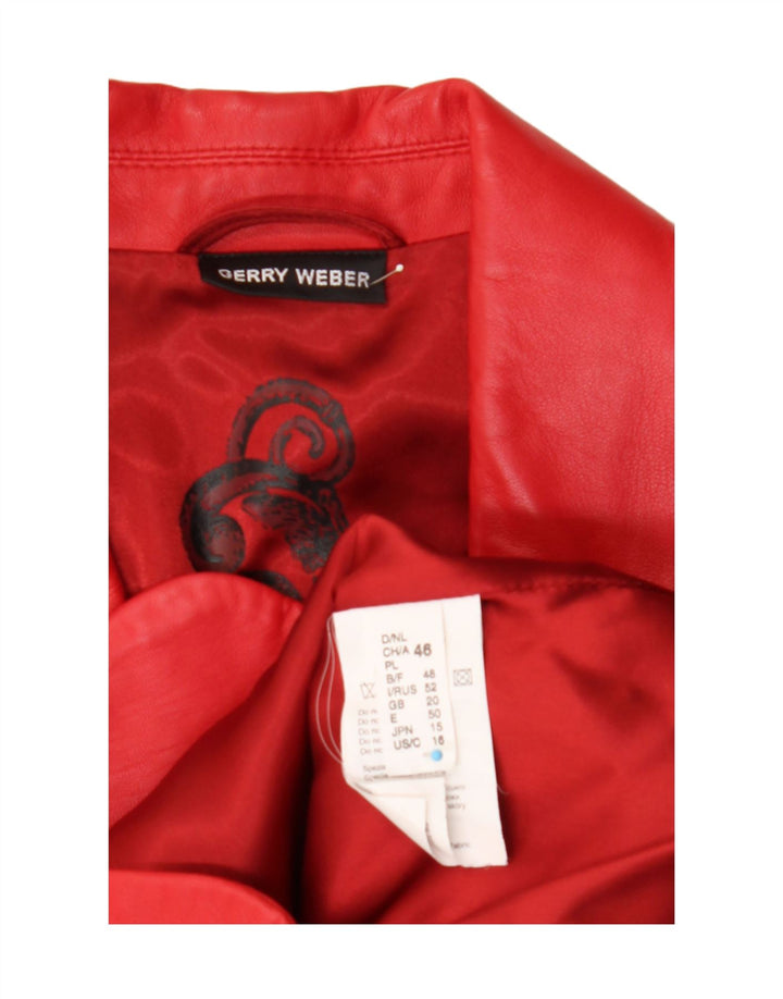Gerry Weber ženska kožna jakna sako s 3 gumba UK 20 2XL crvena koža
