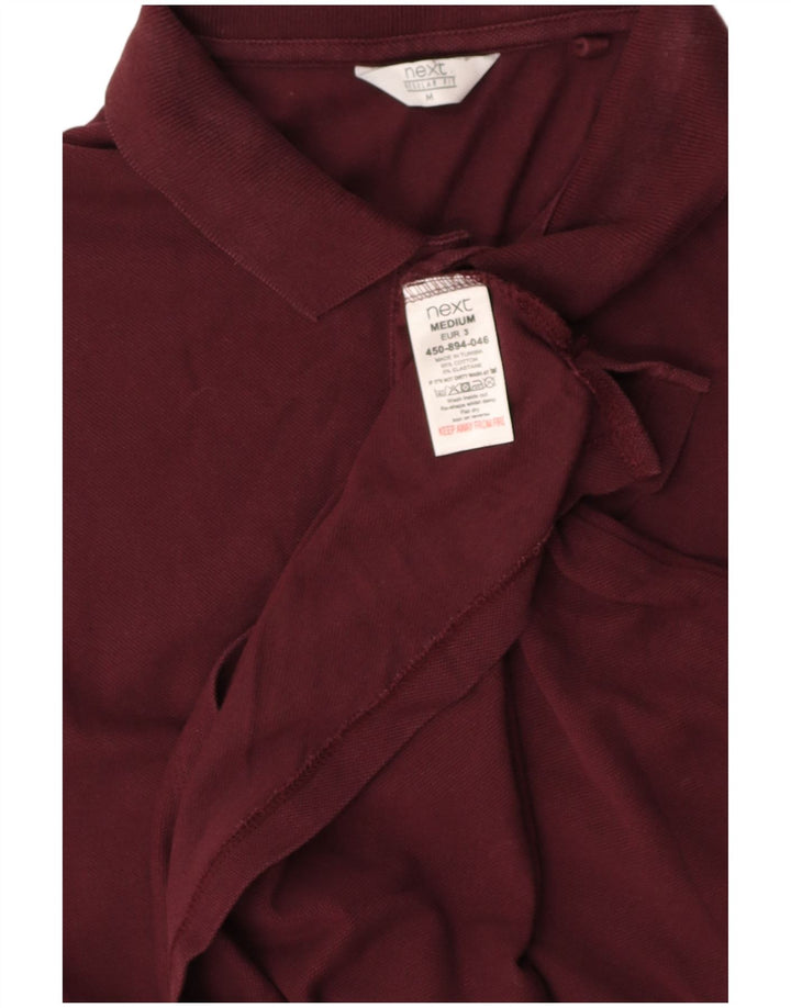 NEXT Mens Regular Fit Long Sleeve Polo Shirt Medium Burgundy Cotton