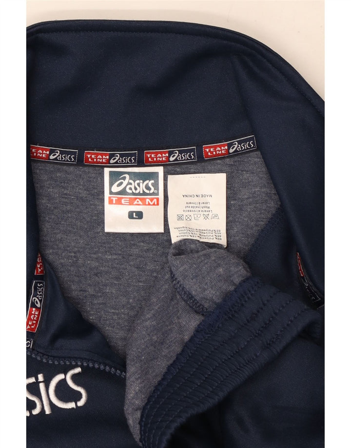 Asics muška majica s izrezom s patentnim zatvaračem, veliki tamnoplavi poliester