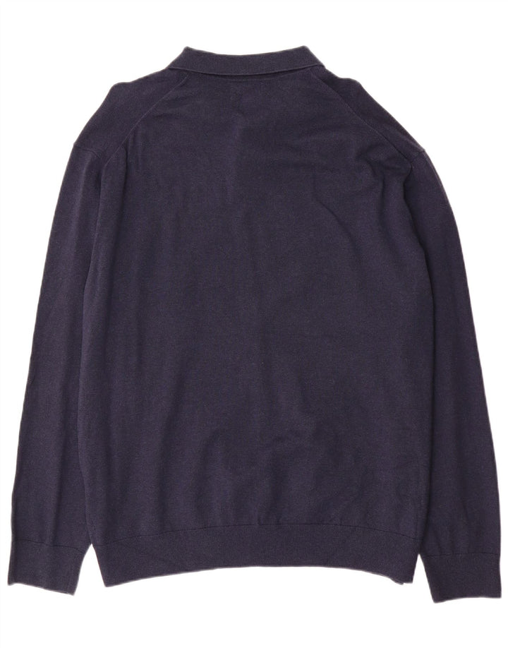 Marks & Spencer muški pulover s polo ovratnikom 2XL tamnoplavi pamuk