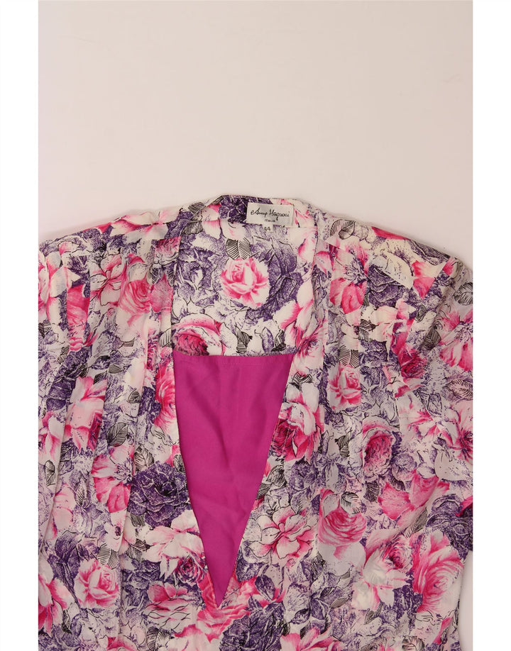 VINTAGE Womens 3/4 Sleeve Blouse Top IT 44 Medium Multicoloured Floral Vintage Vintage and Second-Hand Vintage from Messina Hembry 
