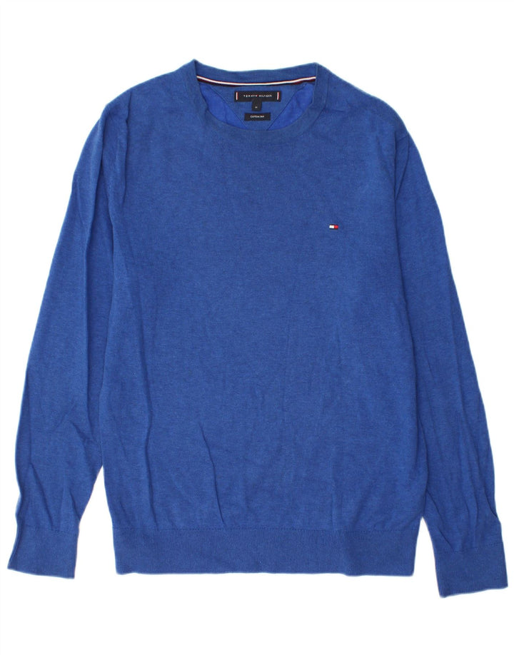 Tommy Hilfiger muški džemper s okruglim izrezom Srednje plavi pamuk