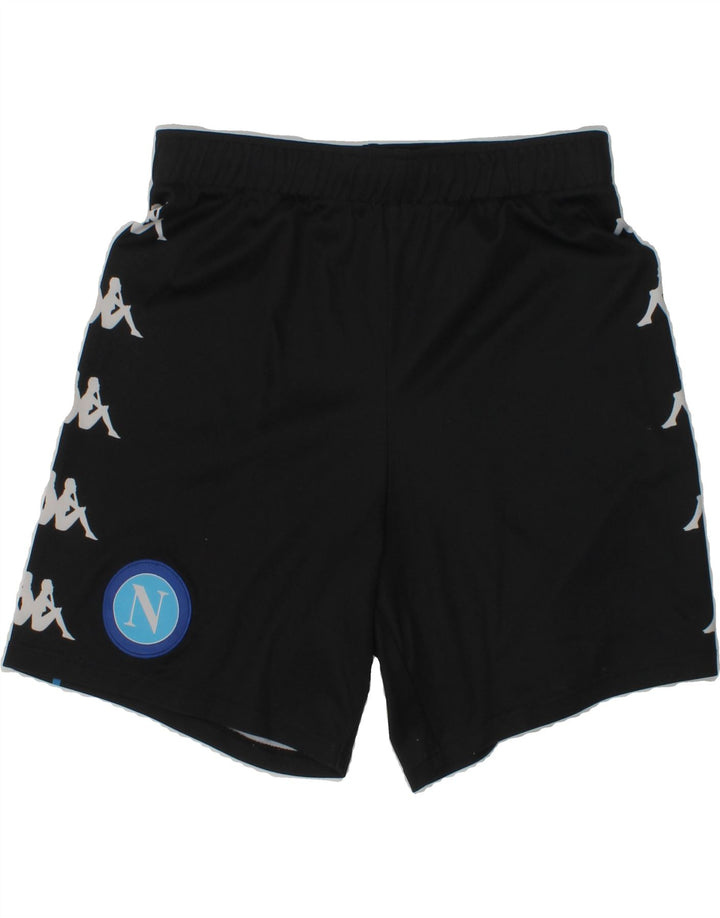 KAPPA Boys Graphic Sport Shorts 7-8 Years Black Polyester Vintage Kappa and Second-Hand Kappa from Messina Hembry 