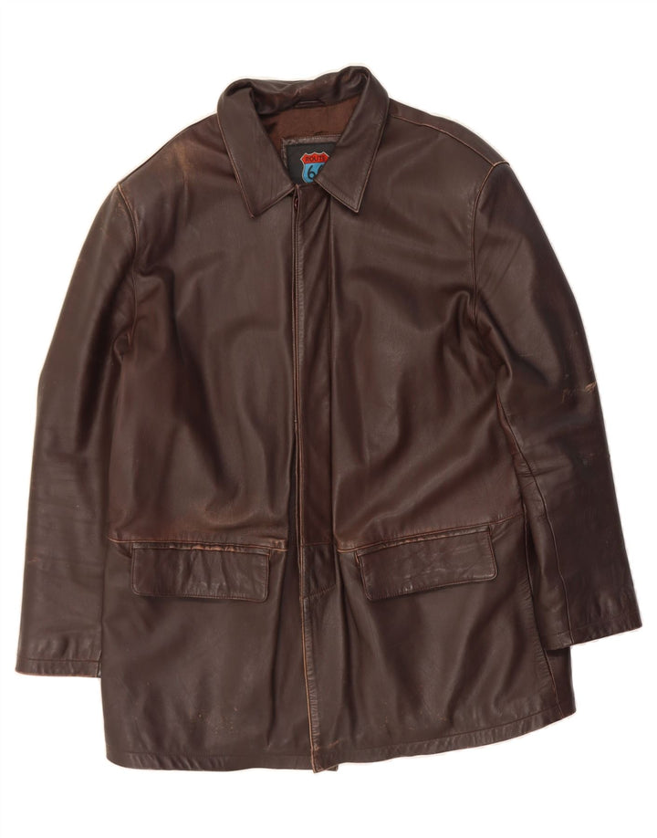 ROUTE 66 Mens Leather Jacket UK 44 2XL Brown Leather Vintage Route 66 and Second-Hand Route 66 from Messina Hembry 