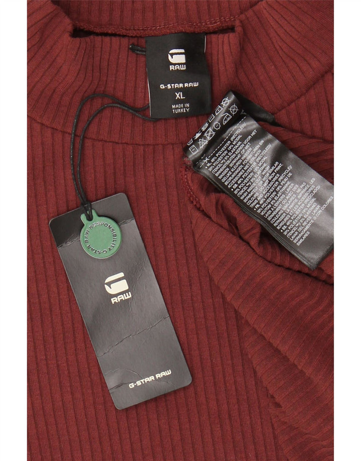 G-Star ženska maksi džemper haljina dugih rukava UK 18 XL tamnocrveni poliester