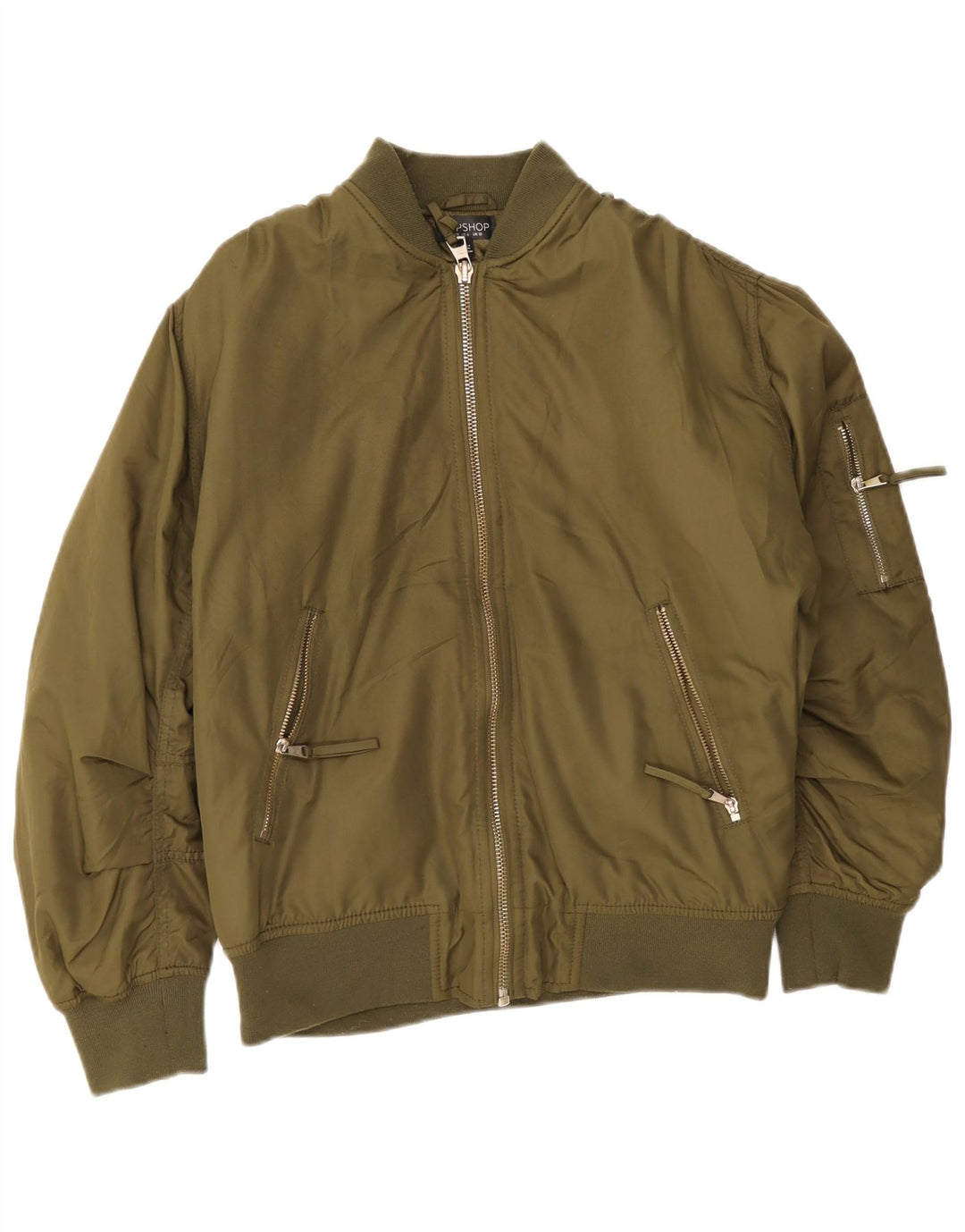 Topshop ženska prevelika bomber jakna UK 10 Mali zeleni poliester