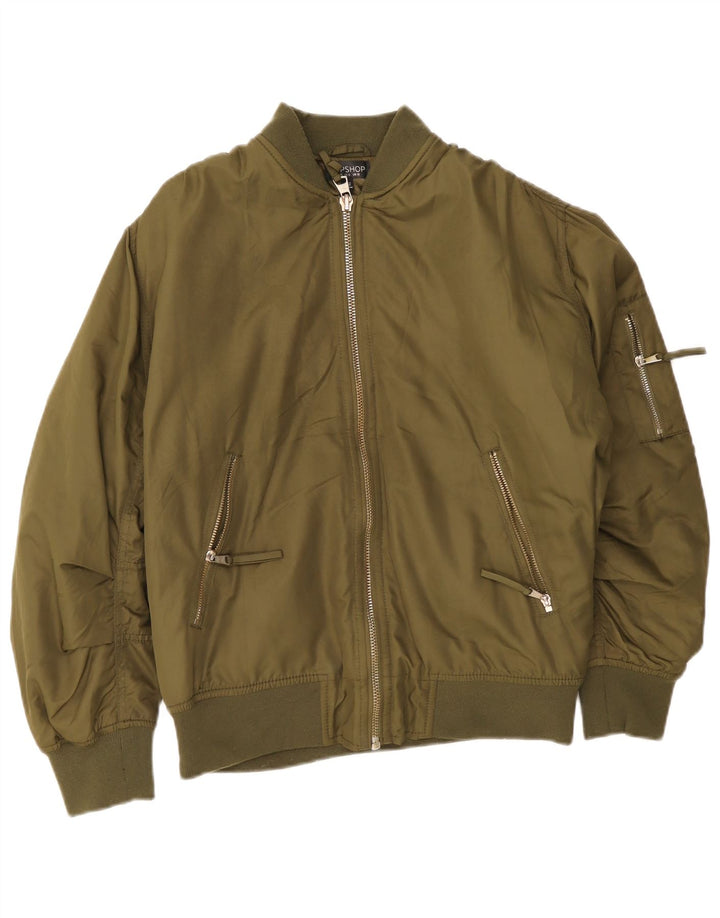 Topshop ženska prevelika bomber jakna UK 10 Mali zeleni poliester