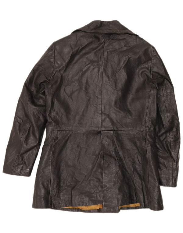 VINTAGE ženska kožna jakna s dvostrukim kopčanjem UK 12 srednje crna