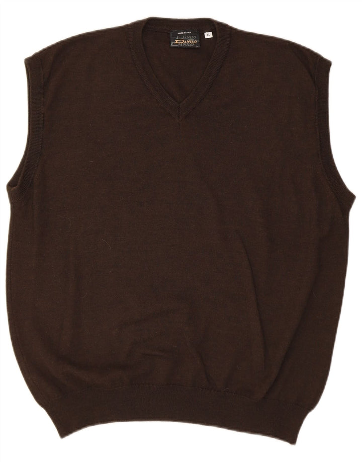 DANILO Mens Vest Tank Top XL Brown Wool