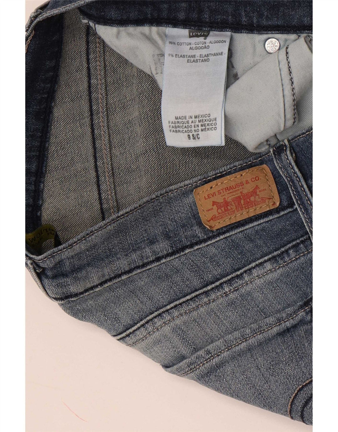Levi's ženske 524 super niske ravne traperice US 9 srednje W30 L30 plavi pamuk