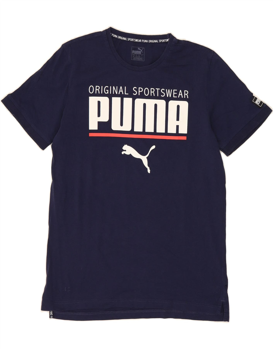 PUMA Mens Graphic T-Shirt Top Medium Navy Blue Cotton Vintage Puma and Second-Hand Puma from Messina Hembry 