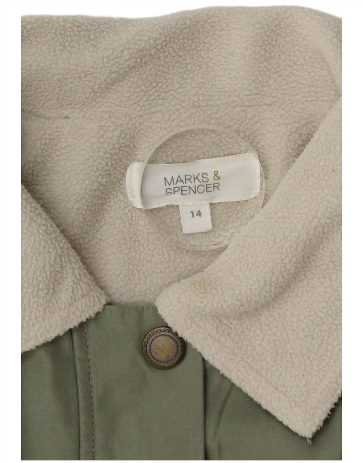 Marks & Spencer ženska prevelika Sherpa parka jakna UK 14 velika zelena