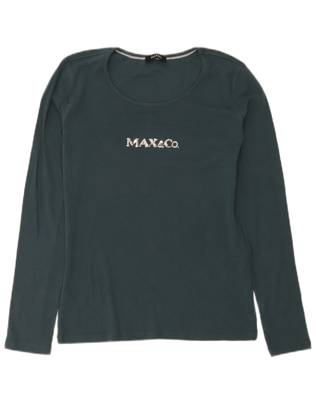 Max & Co. Ženska majica dugih rukava s grafikom UK 12, srednje zeleni pamuk