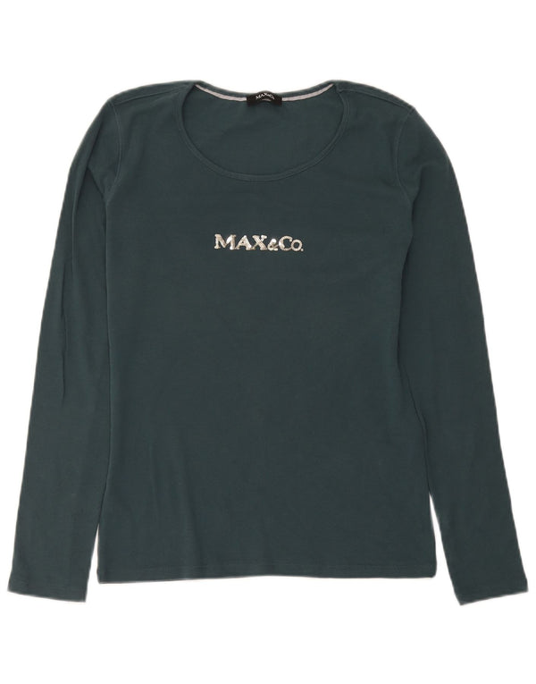 Max & Co. Ženska majica dugih rukava s grafikom UK 12, srednje zeleni pamuk