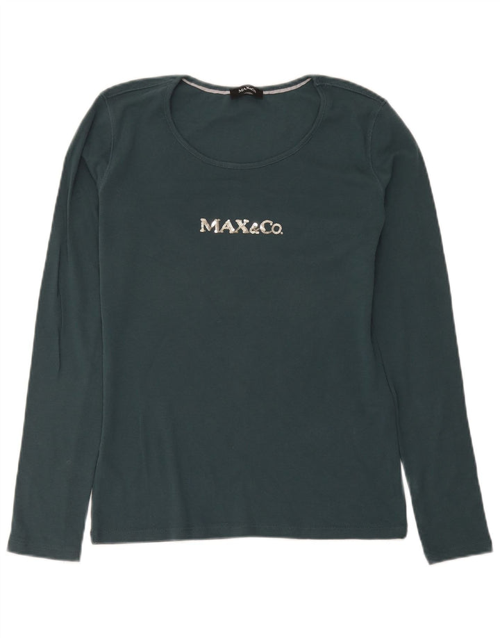 Max & Co. Ženska majica dugih rukava s grafikom UK 12, srednje zeleni pamuk