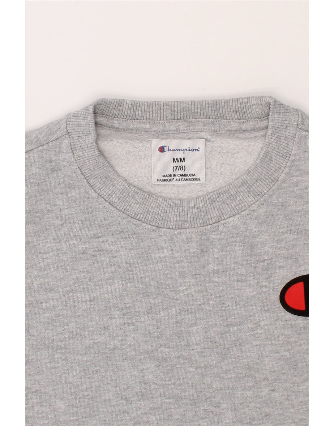 CHAMPION Boys Graphic Sweatshirt Jumper 7-8 Years Medium Grey Cotton Vintage Champion and Second-Hand Champion from Messina Hembry 