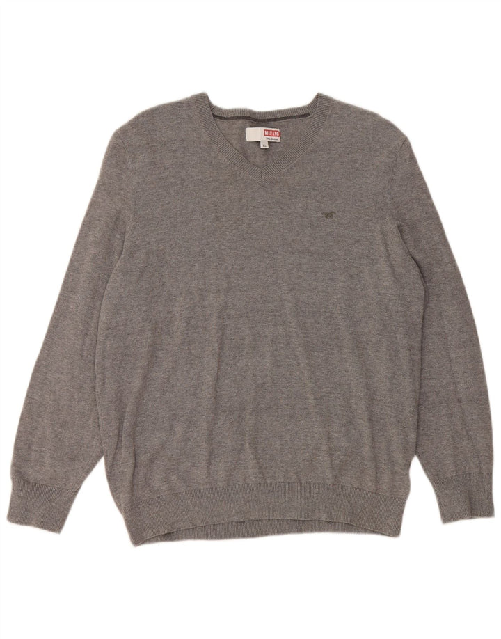 MUSTANG ženski džemper s V-izrezom UK 18 XL sivi pamuk