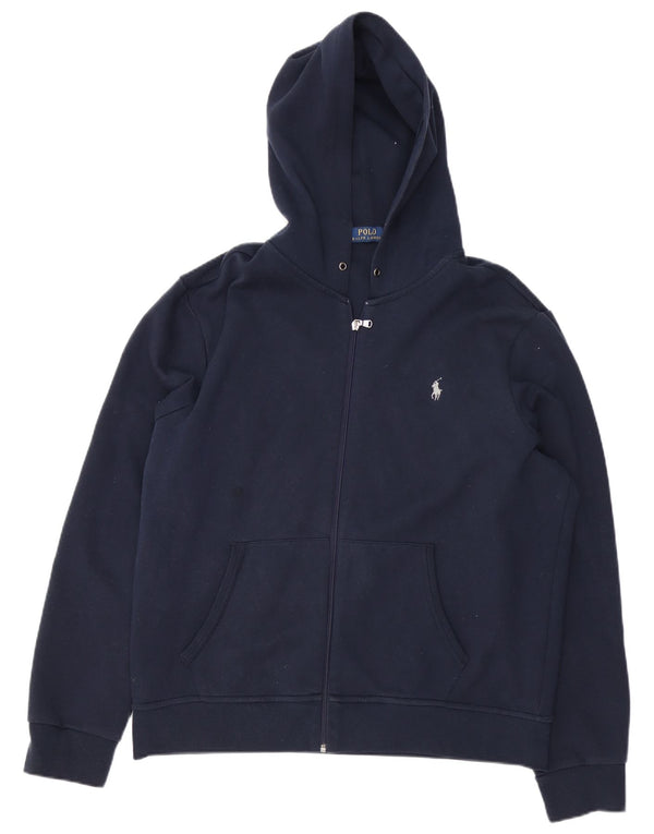 POLO RALPH LAUREN Muški pulover s kapuljačom s patentnim zatvaračem XL tamnoplavi pamuk