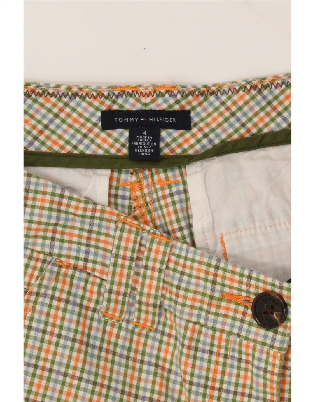 TOMMY HILFIGER Womens Chino Shorts US 4 Small W27  Multicoloured Check Vintage Tommy Hilfiger and Second-Hand Tommy Hilfiger from Messina Hembry 