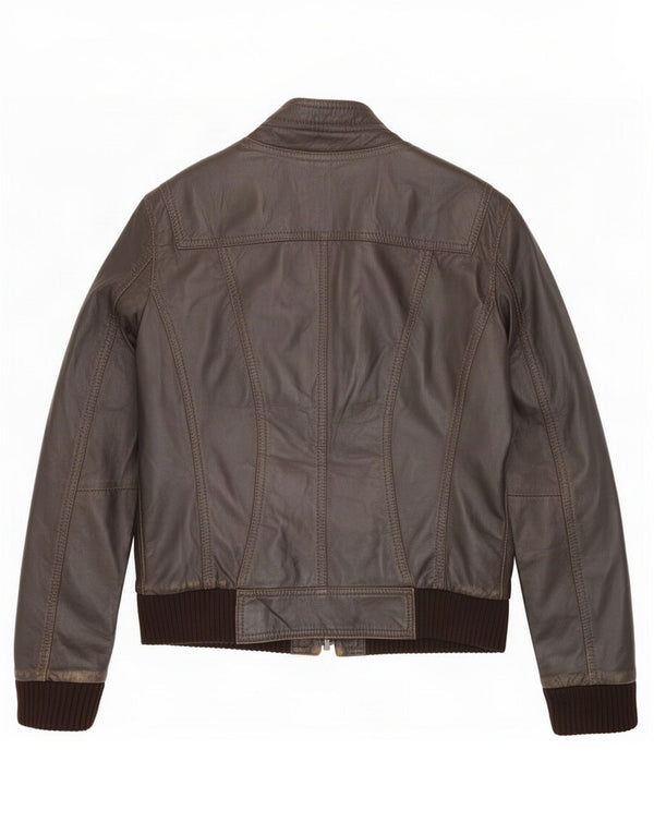 Vintage muška bomber kožna jakna IT 48 srednje smeđa