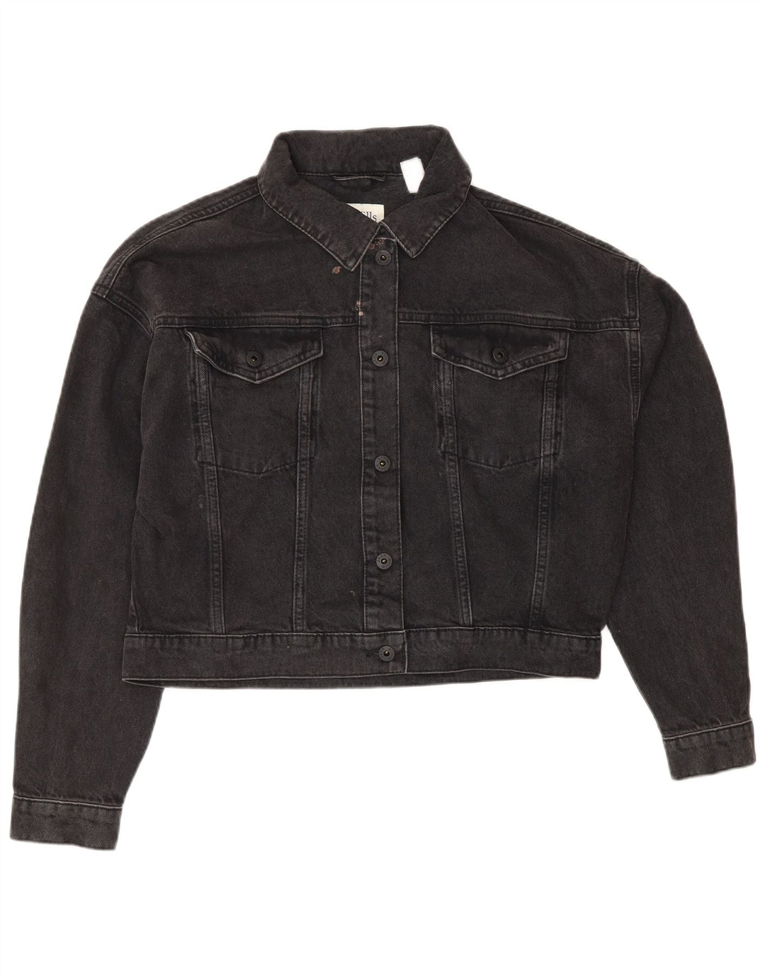 JACK WILLS Ženska prevelika crop traper jakna UK 10 Mala siva pamuk